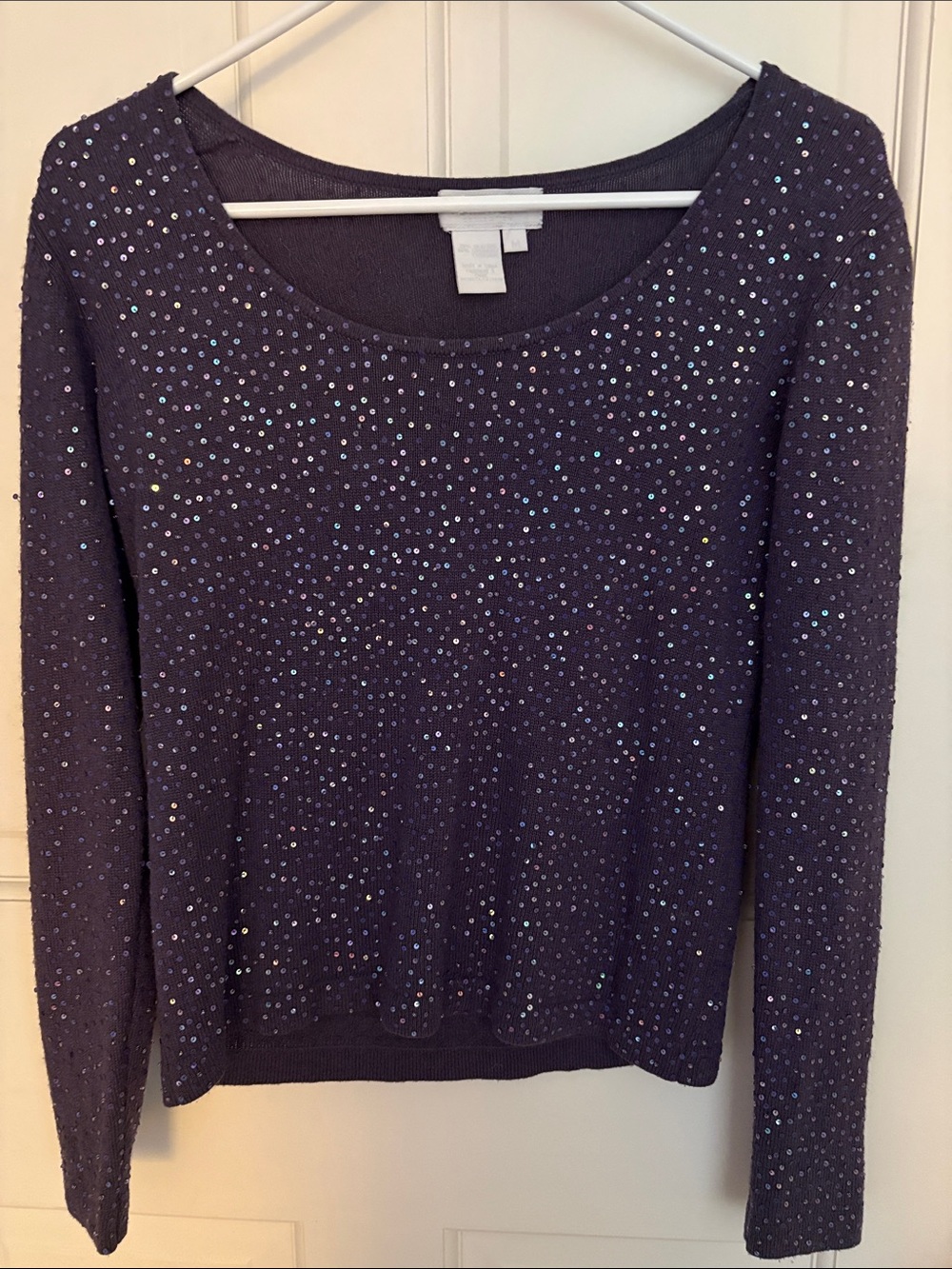 Votre Nom Purple Sequin Cashmere &Silk Sweater M